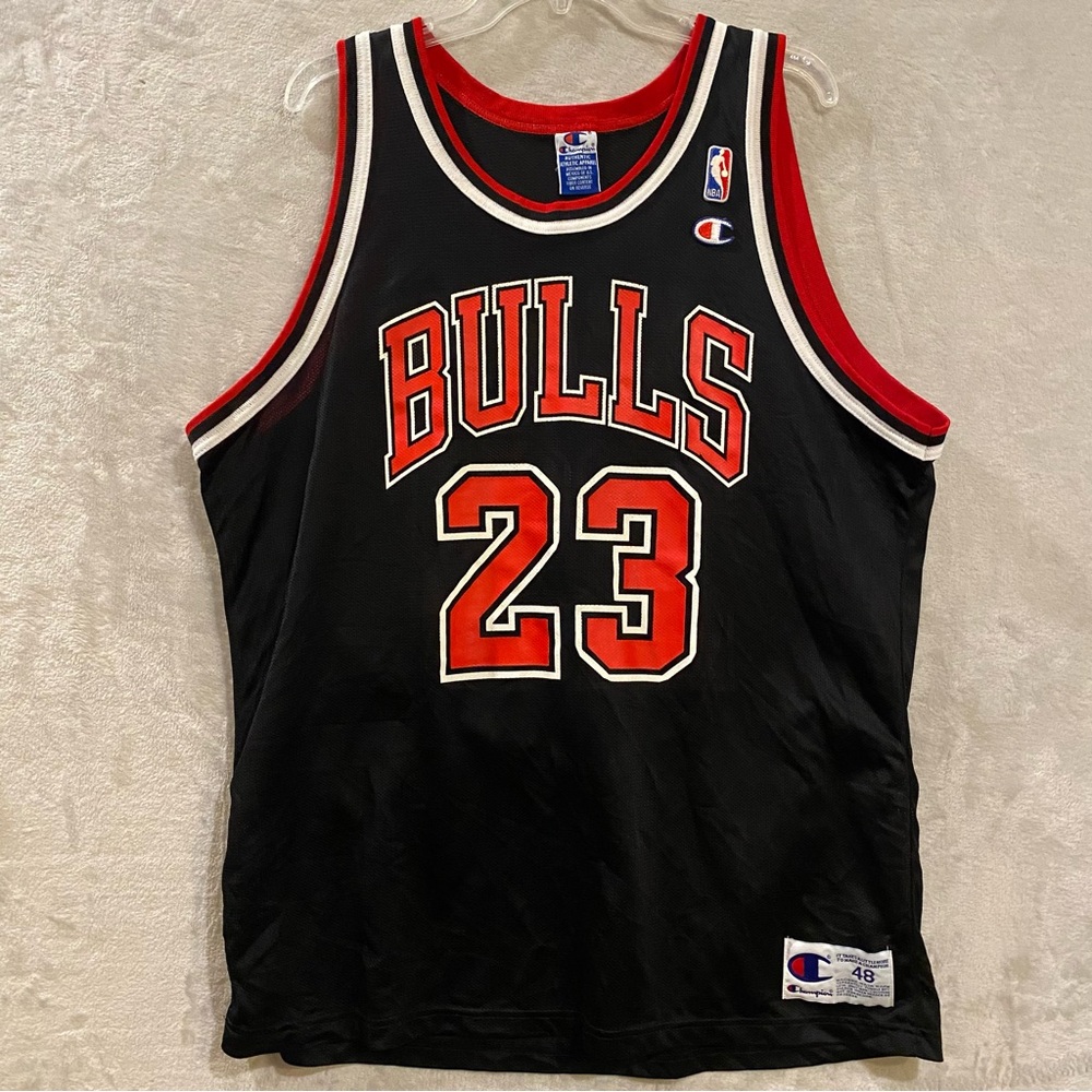 Micheal Jordan Jersey Men’s 48 Black Chicago Bulls #23 Spellout NBA Champion